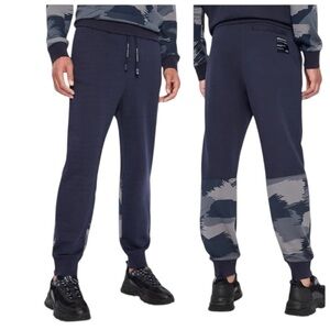 A/X Armani Exchange navy blue camouflage print joggers